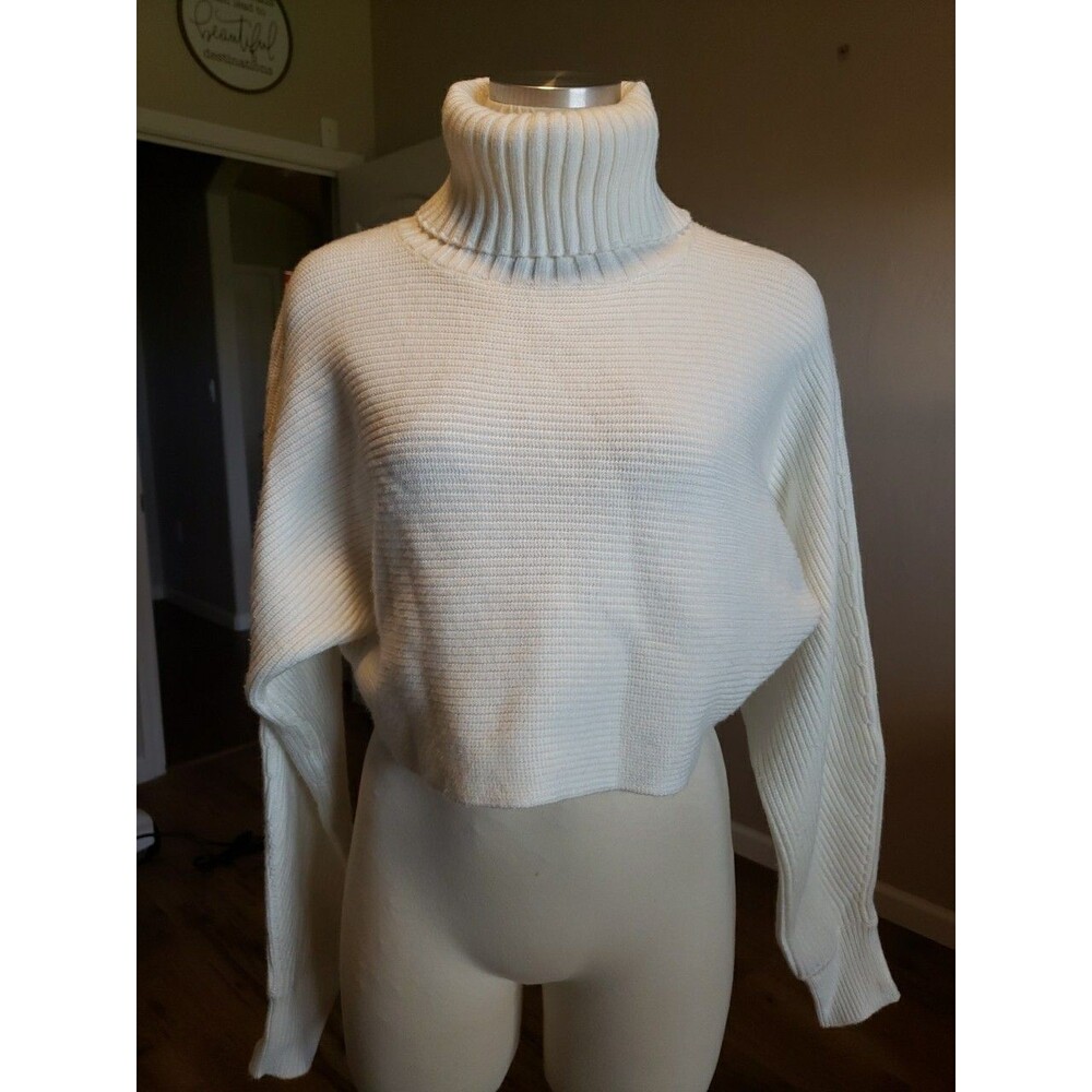 House Of Harlow 1960 Sweater Women's Small White Turtleneck Ribbed Knit Pullover